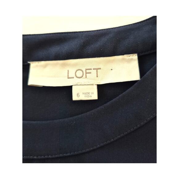 LOFT Dress Size 6 Navy Shift Long Lace Bell Sleeves Cocktail Office Siren Boho - Picture 5 of 10